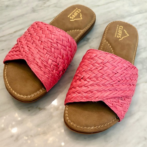 Cliffs By White Mountain Flawless Sandal Pink Woven Raffia Sz 6 New With Box - Picture 2 of 9